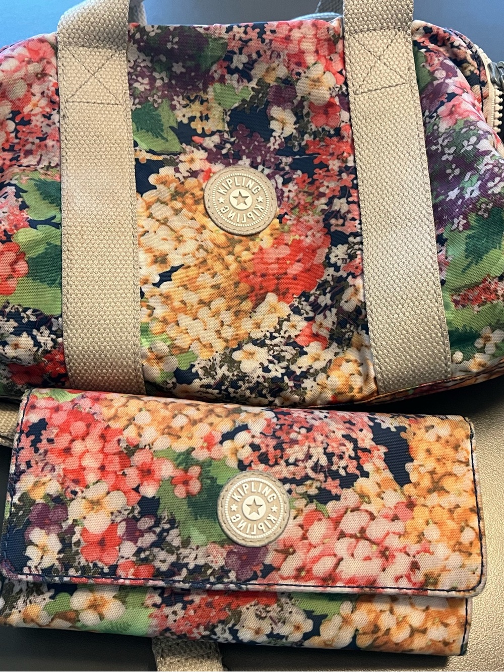 Kipling Floral Print Women's Crossbody bag  and Wallet used condition